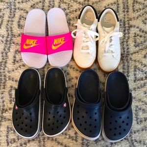 4 pairs of shoes bundle! 2 Crocs, 1 Nike, a . new day
